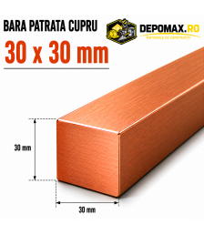 Bara patrata cupru 30 x 30 mm – lungime 3 metri – Cu-ETP